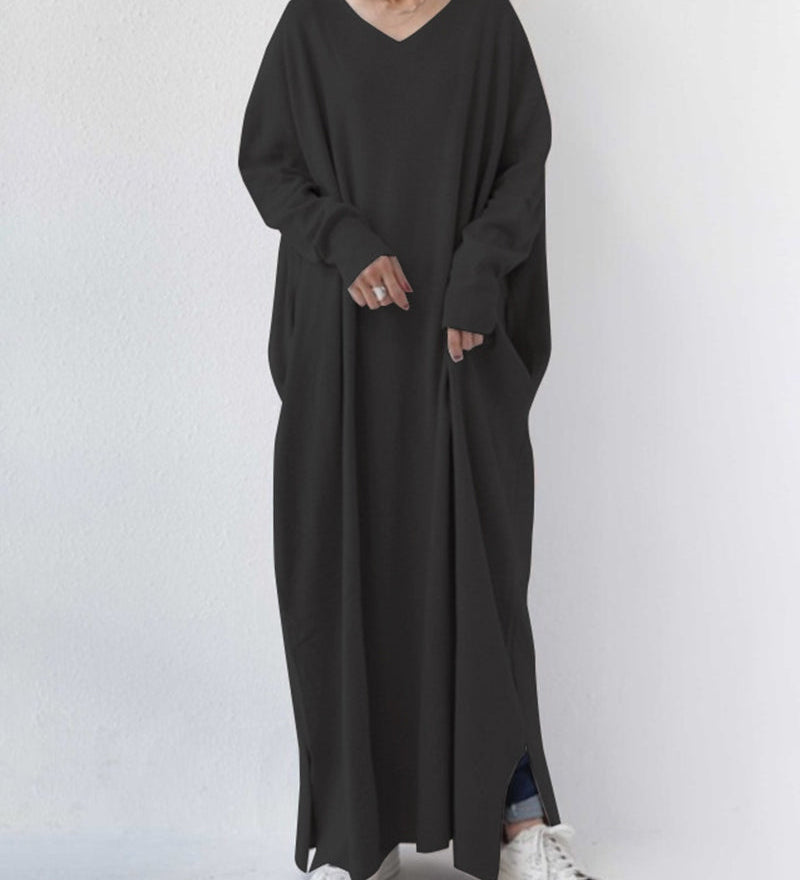 Laluna® | Vestido moderno de manga comprida e decote em V