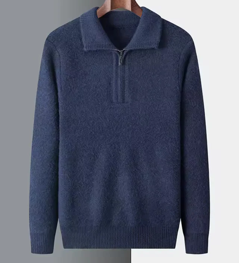 Camisola de caxemira com um quarto de fecho Gstaad