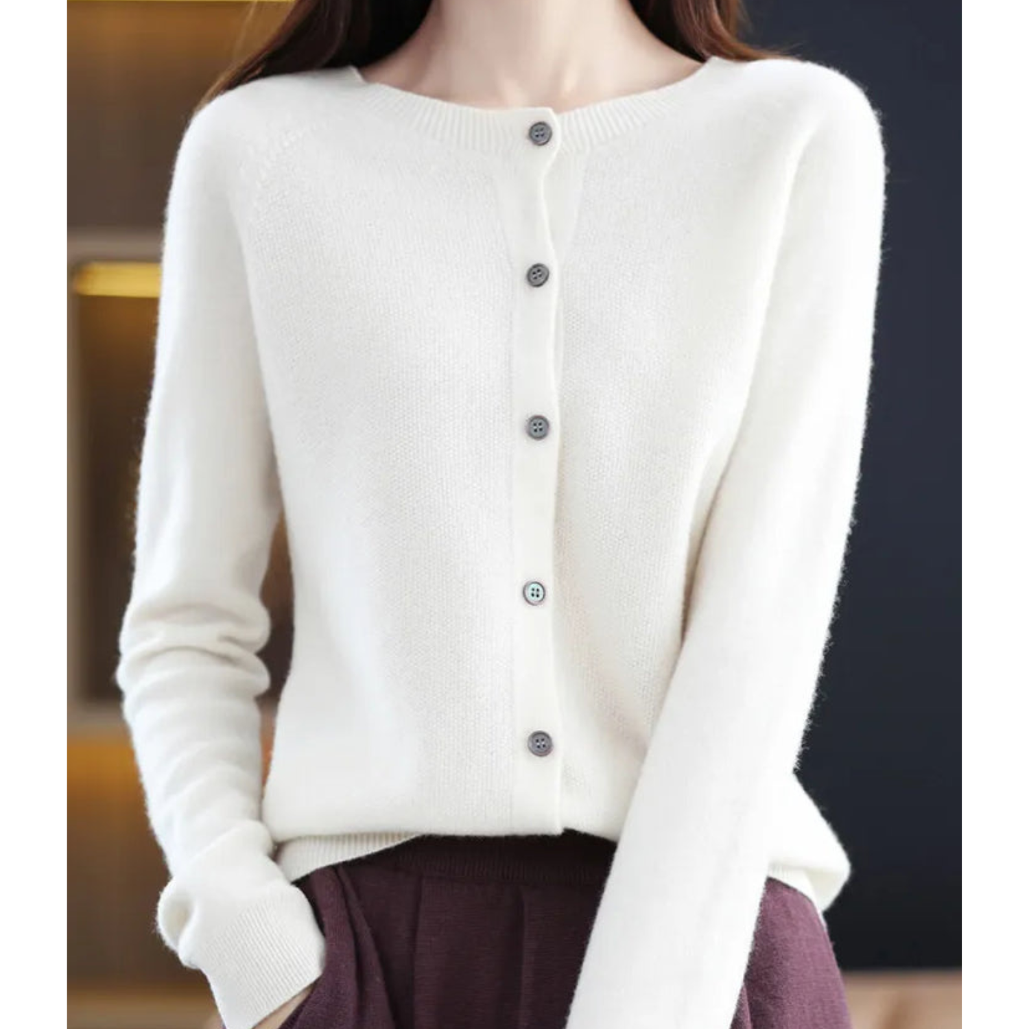Anna | Suéter feminino de malha com gola redonda em lã merino Reine