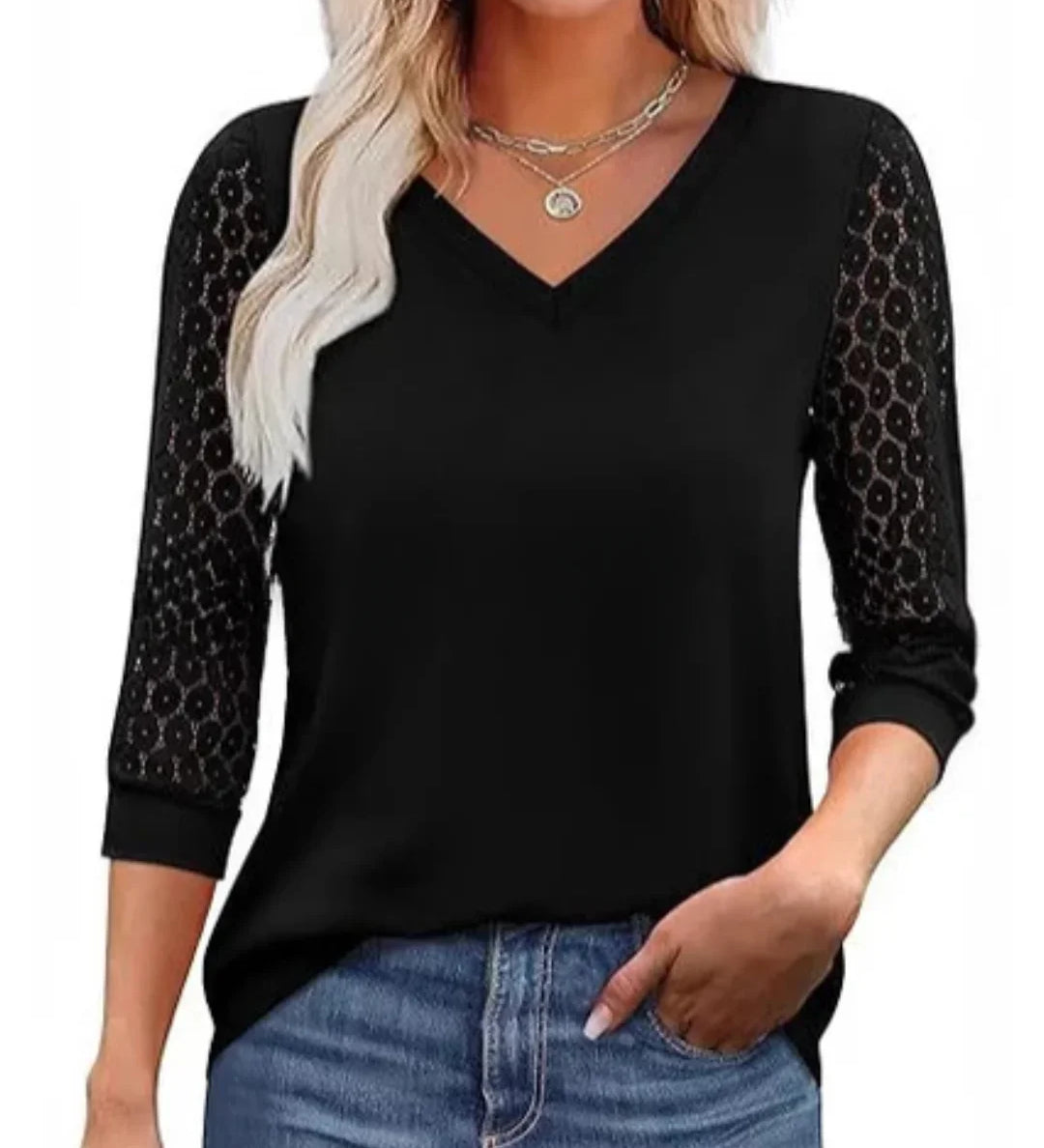 Moda Lusitana - Blusa com Renda na Manga