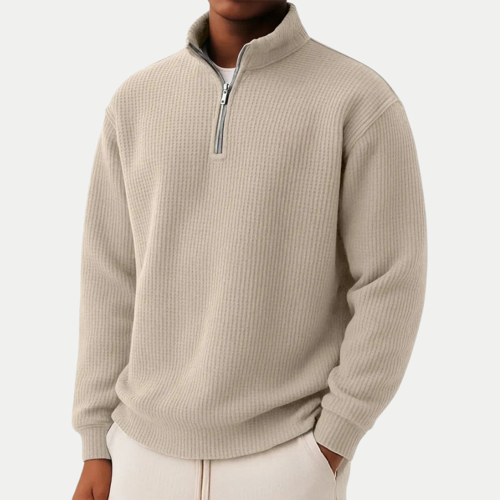 Camisola de malha elegante com fecho
