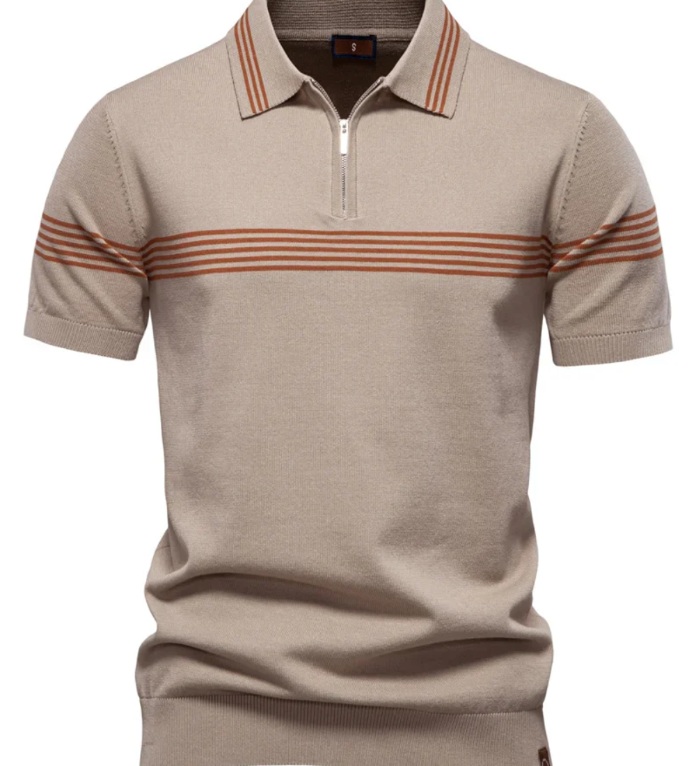 Camisa pólo com riscas