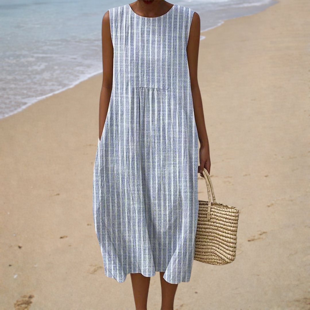 Moda Lusitana - Vestido de Verão Confortável Sem Mangas