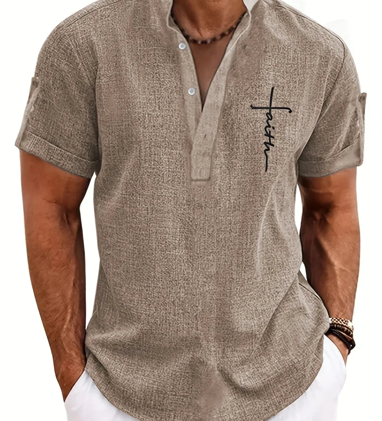 Moda Lusitana - Camisa Elegante com Colarinho Moderno