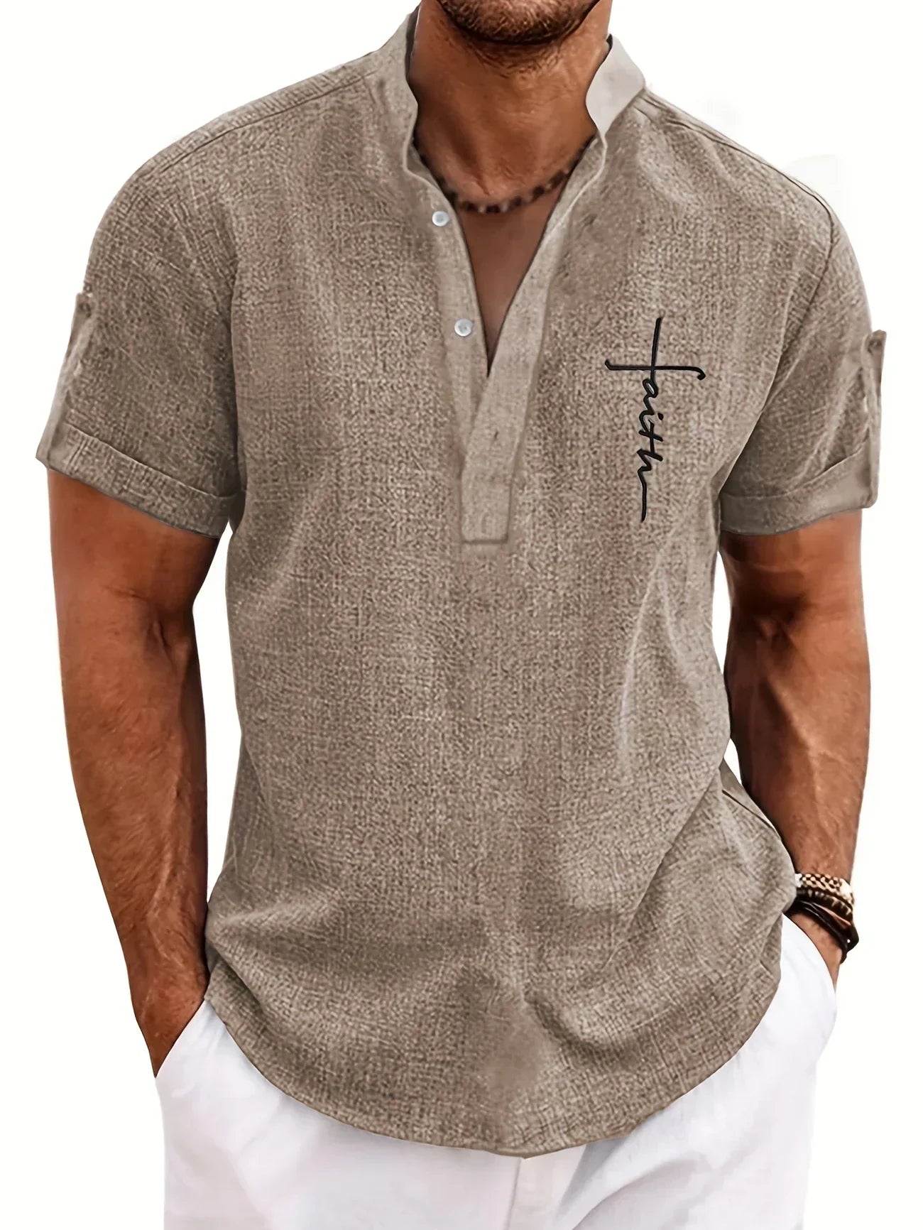 Moda Lusitana - Camisa Elegante com Colarinho Moderno