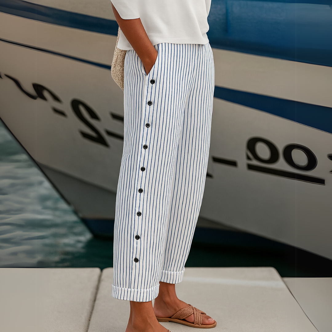 Moda Lusitana - Calças Casuais com Botões