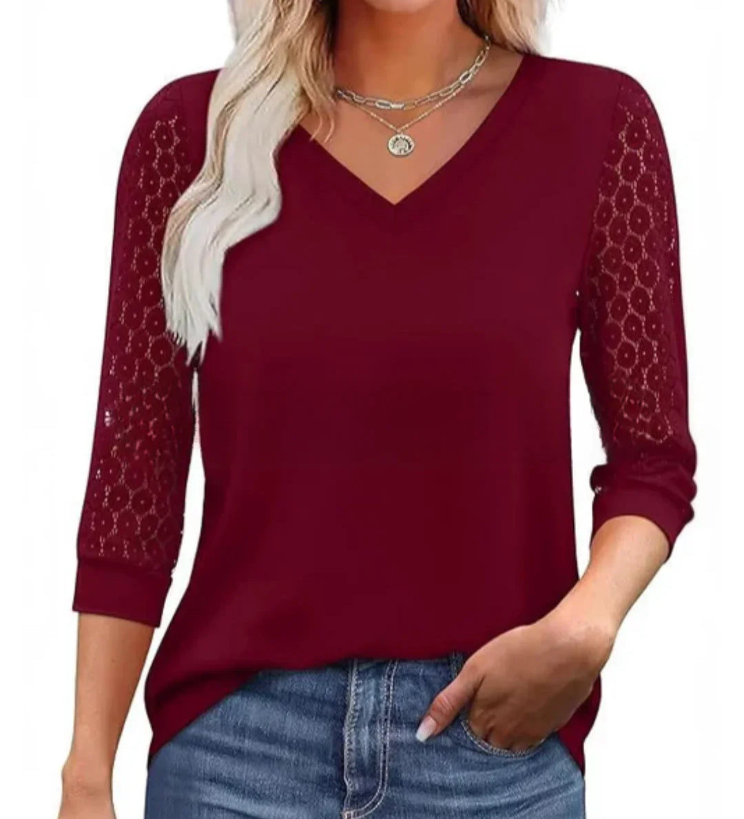Moda Lusitana - Blusa com Renda na Manga