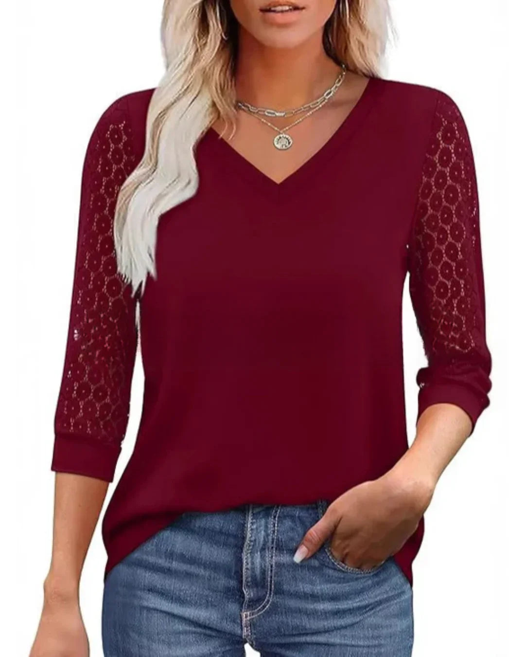 Moda Lusitana - Blusa com Renda na Manga