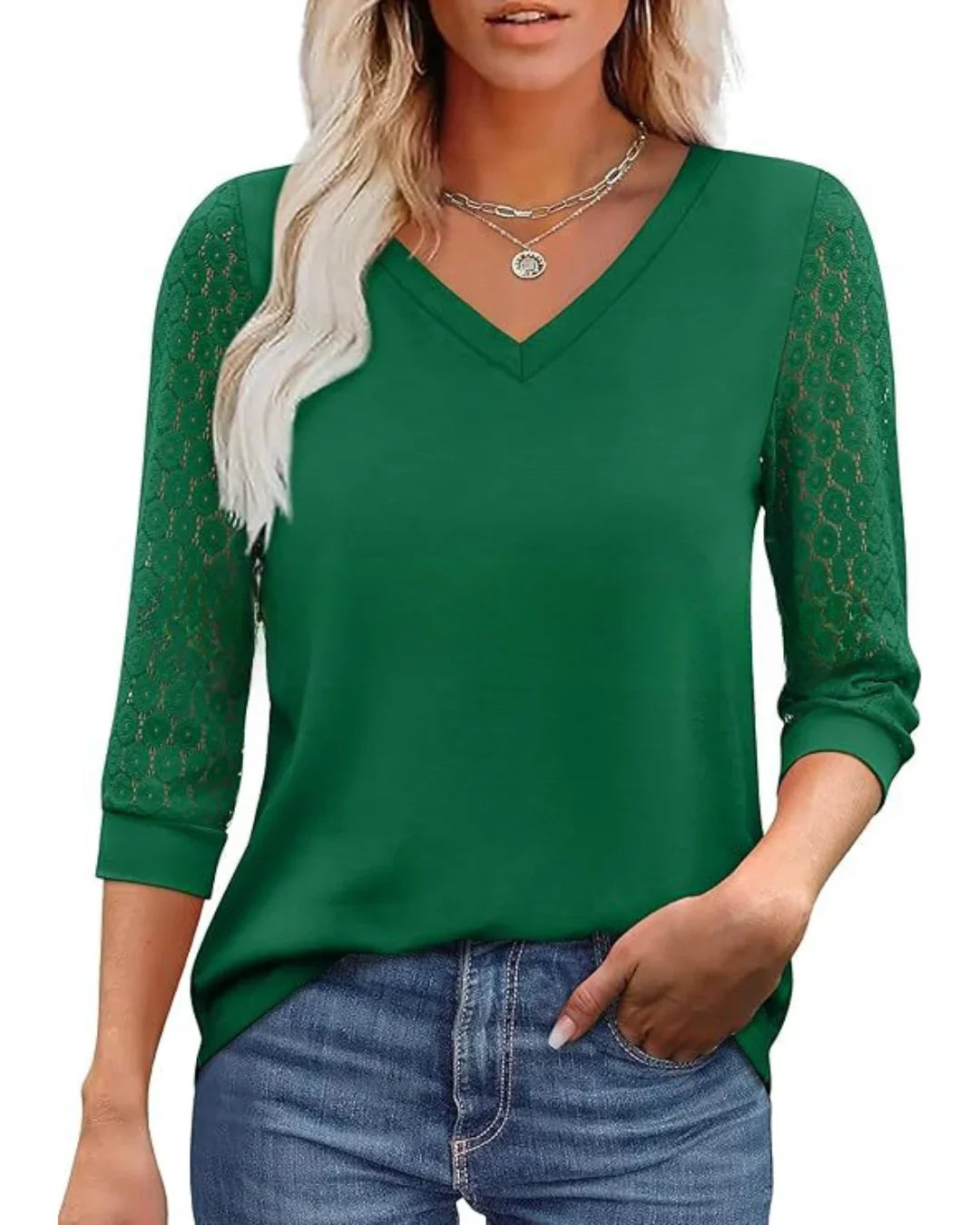 Moda Lusitana - Blusa com Renda na Manga