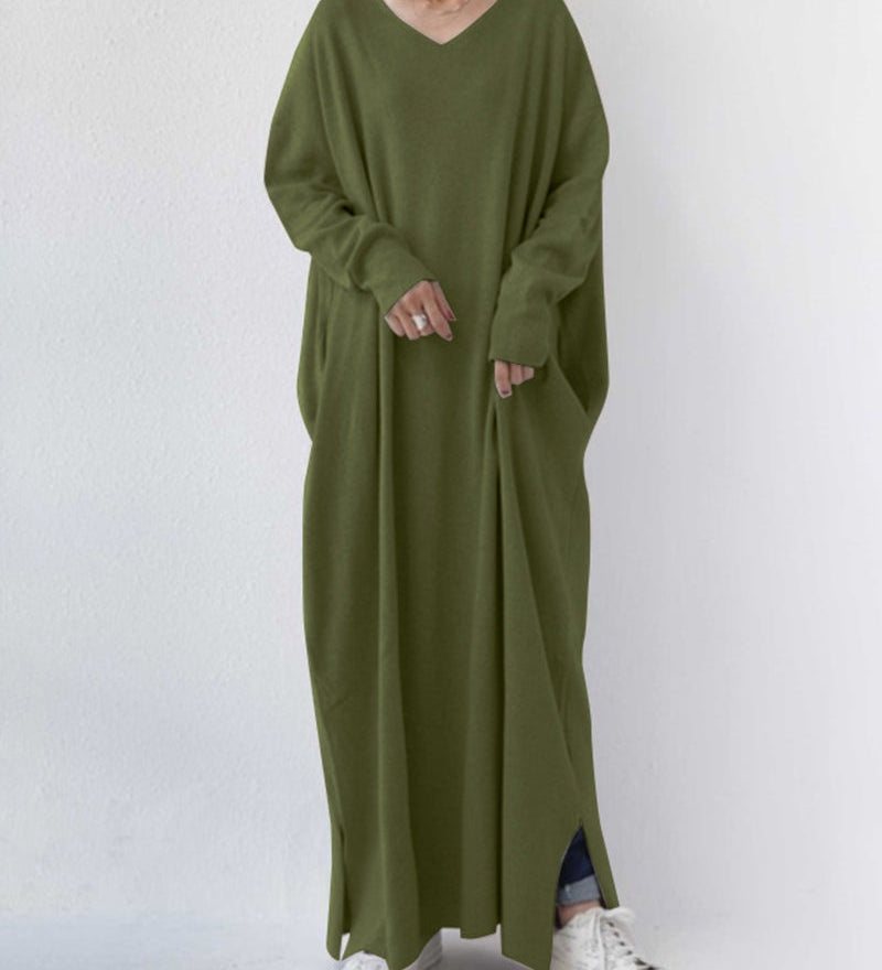 Laluna® | Vestido moderno de manga comprida e decote em V