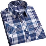 Camisa de algodão de manga curta axadrezada