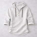 Moda Lusitana - Camisa com Capuz de Algodão-Linho