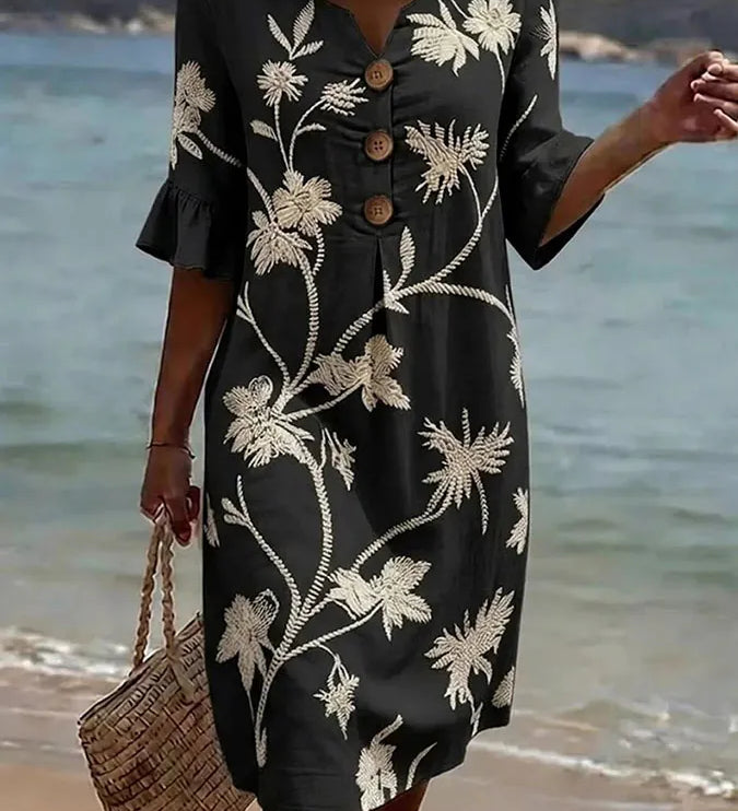 Moda Lusitana - Vestido Casual com Estampa Floral