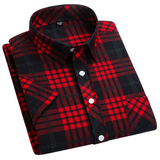 Camisa de algodão de manga curta axadrezada