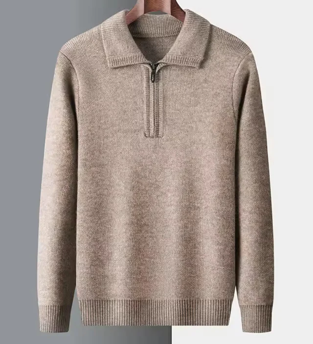 Camisola de caxemira com um quarto de fecho Gstaad