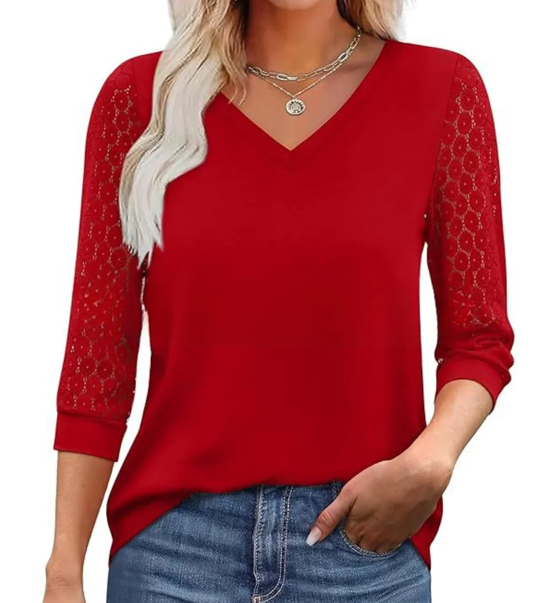 Moda Lusitana - Blusa com Renda na Manga