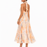 Moda Lusitana - Vestido com decote halter e estampa artística