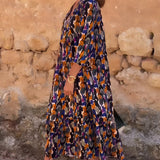 Nathalie | Vestido com decote em V e estampa retrô