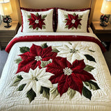 Conjunto de Roupa de Cama Acolchoada de 3 Peças Poisetia dos inverno