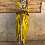 Abrielle – Vestido longo elegante com cardigan combinando