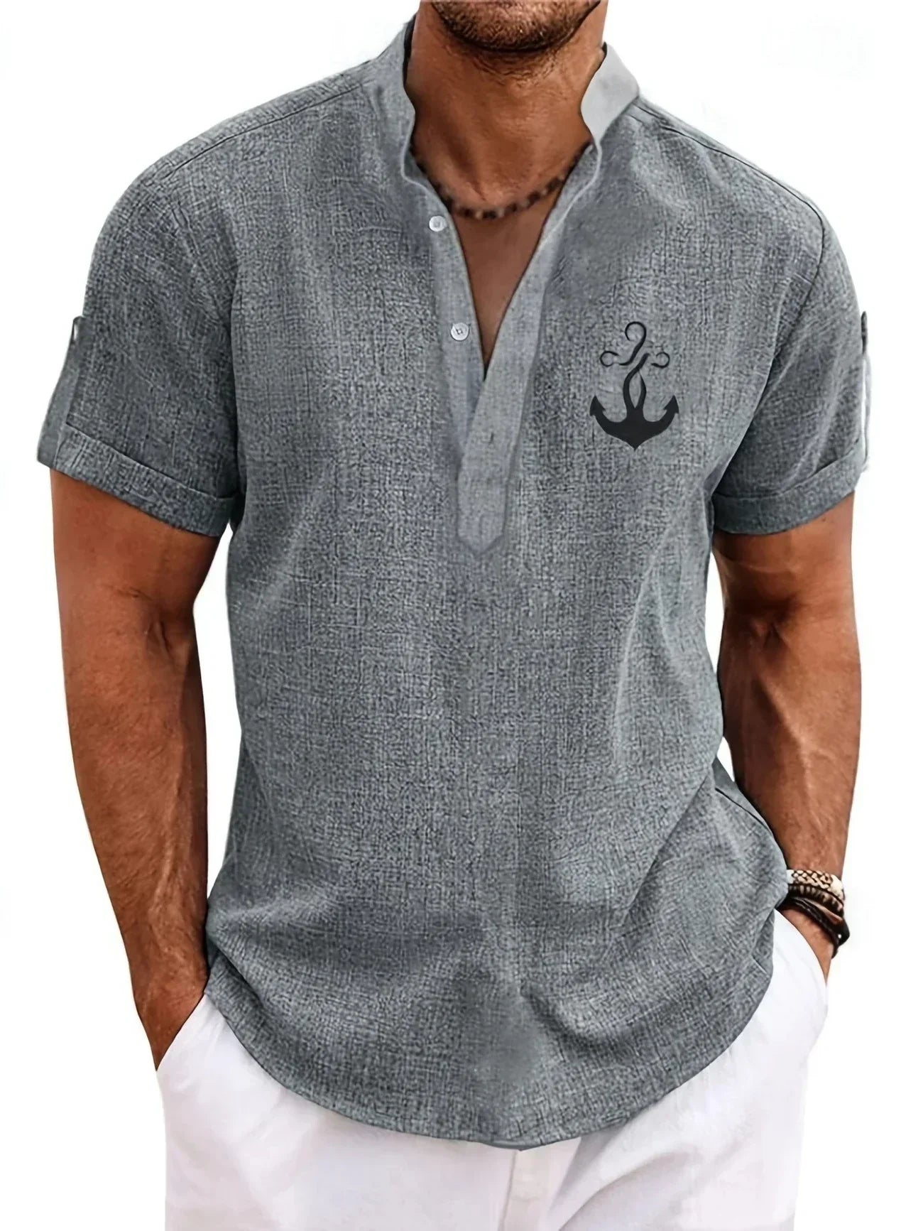 Moda Lusitana - Camisa Elegante com Colarinho Moderno