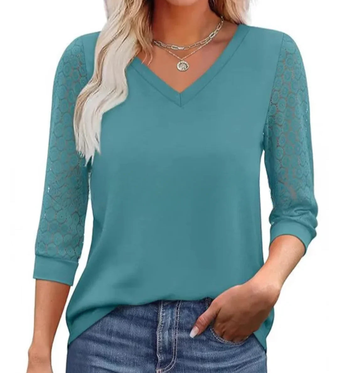 Moda Lusitana - Blusa com Renda na Manga