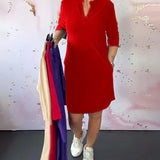 Hanneke™ | Vestido liso com decote em V