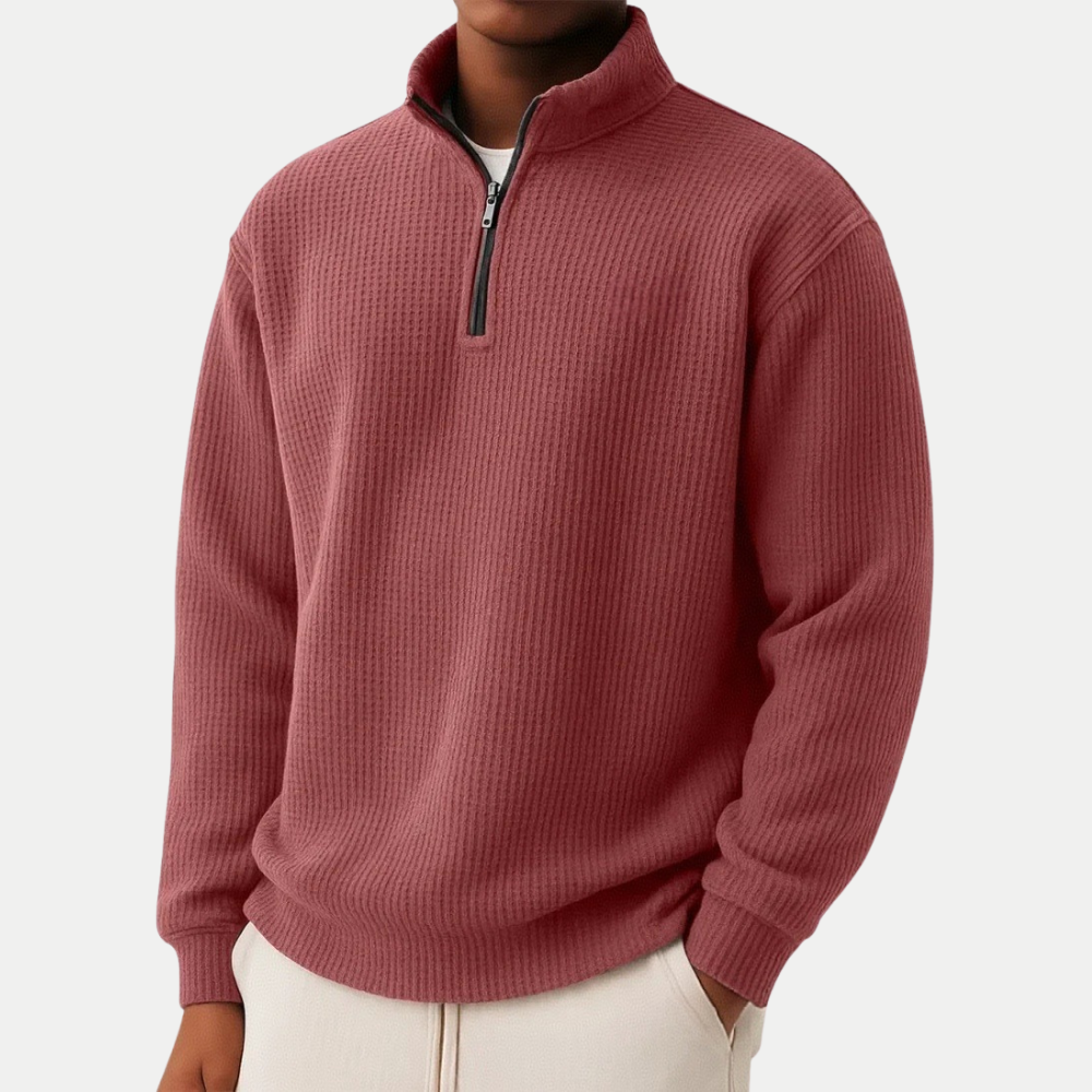 Camisola de malha elegante com fecho
