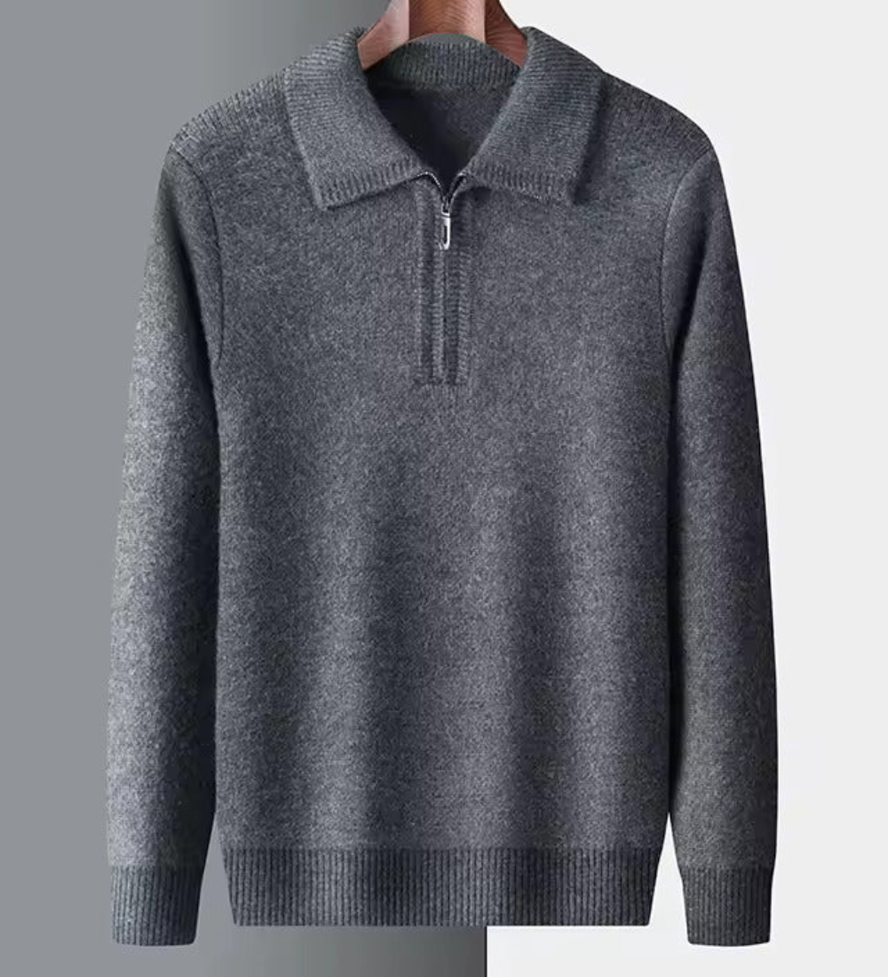 Camisola de caxemira com um quarto de fecho Gstaad