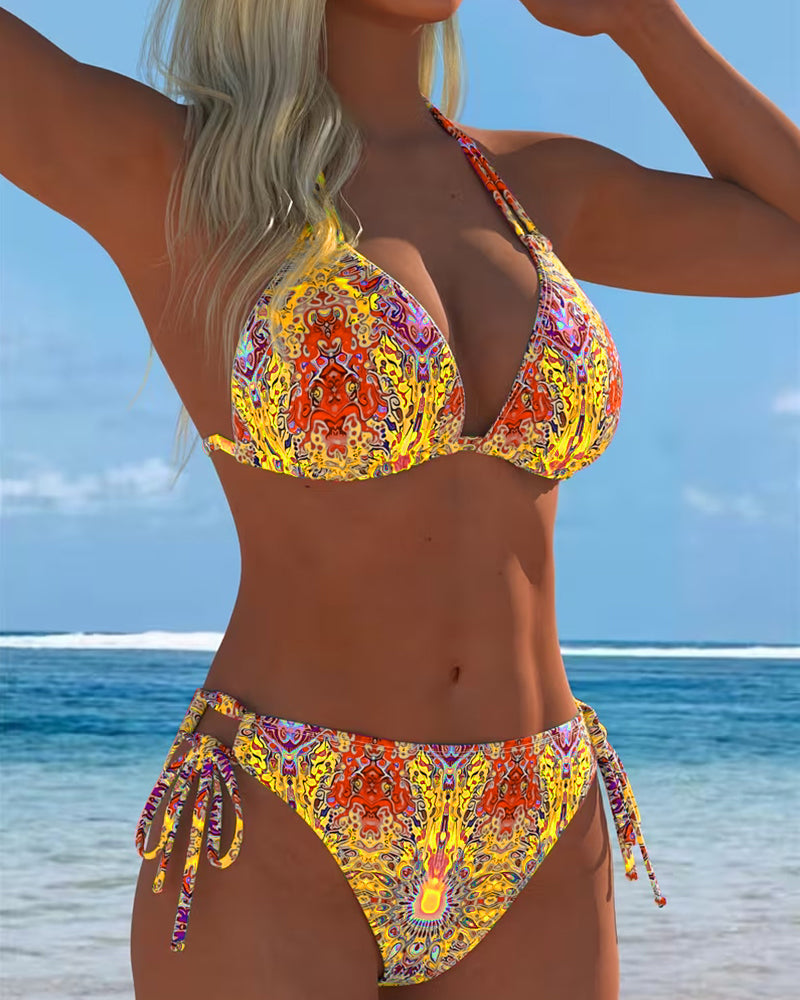 Moda Lusitana - Biquíni Estampado Com Decote Halter