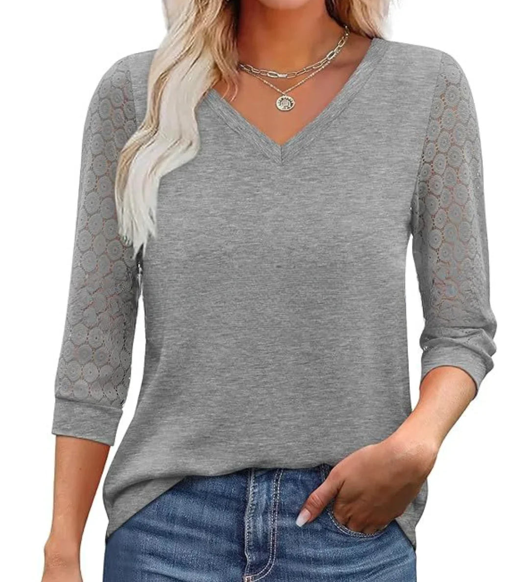 Moda Lusitana - Blusa com Renda na Manga