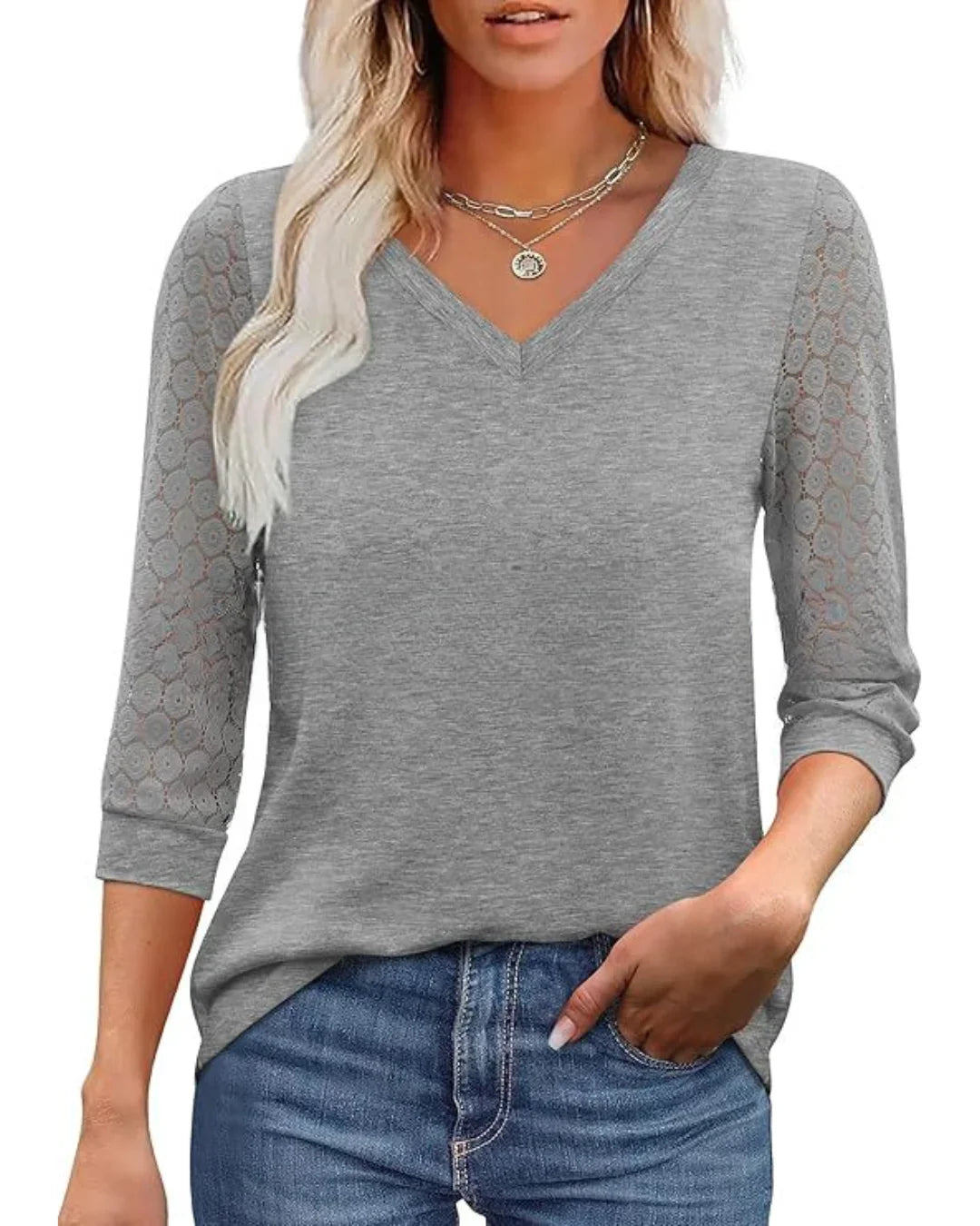 Moda Lusitana - Blusa com Renda na Manga