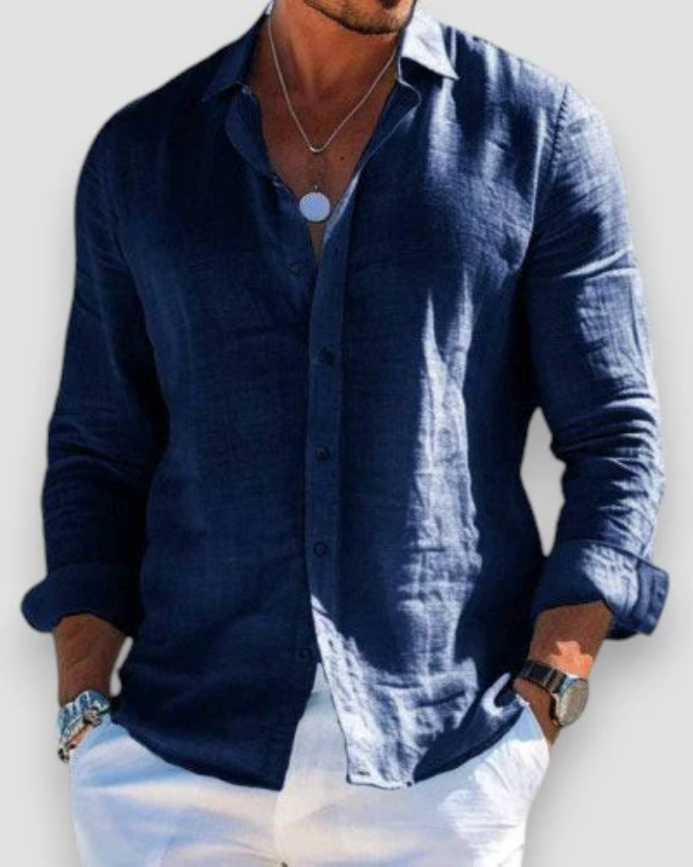 Moda Lusitana - Camisa Casual de Algodão