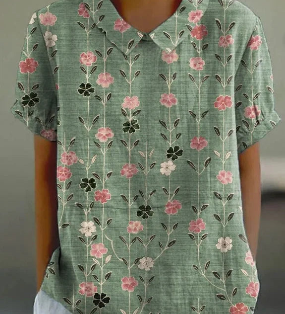 Moda Lusitana - Camisa Floral com Estampa Delicada