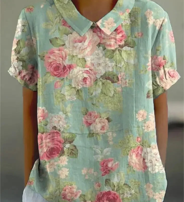 Moda Lusitana - Camisa Floral com Estampa Delicada