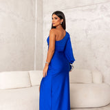 Vestido de Cetim com Fenda