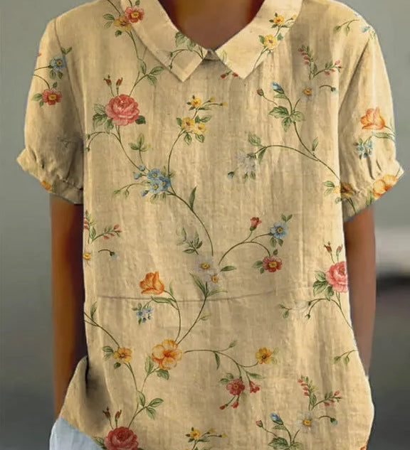 Moda Lusitana - Camisa Floral com Estampa Delicada