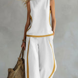 Conjunto Elegante de Algodão e Linho