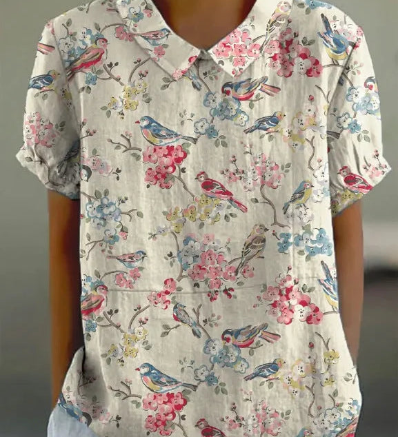 Moda Lusitana - Camisa Floral com Estampa Delicada