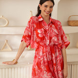 Moda Lusitana - Vestido Flor de Maio Vermelho