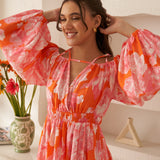 Moda Lusitana - Vestido Midi Encantado Laranja