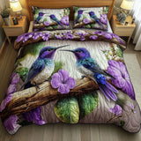 Conjunto de Roupa de Cama Acolchoada de 3 Peças Recanto dos Pássaros