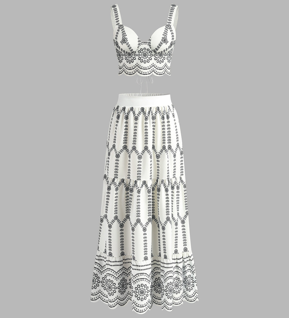 Moda Lusitana - Conjunto Cropped e Saia Bordada