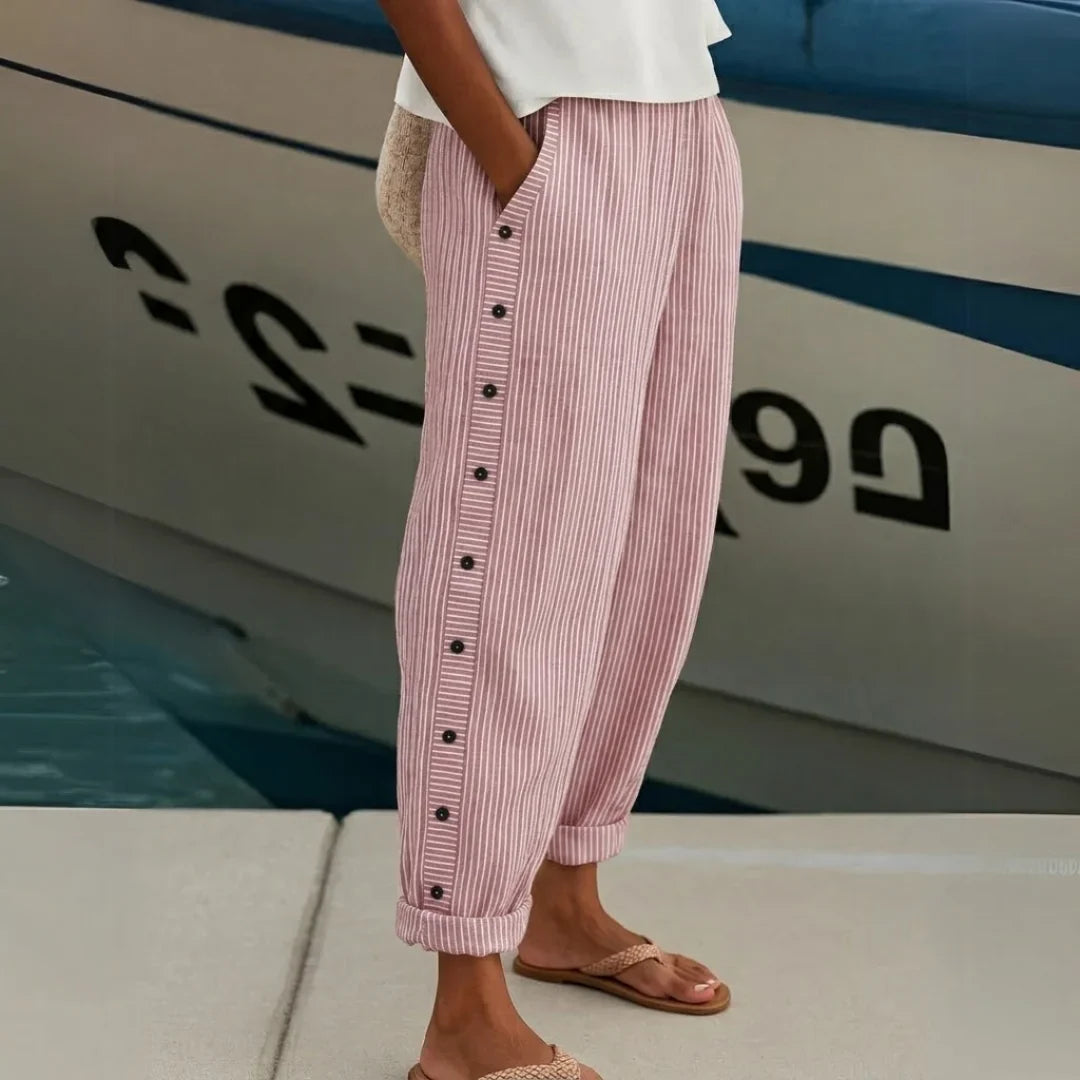 Moda Lusitana - Calças Casuais com Botões