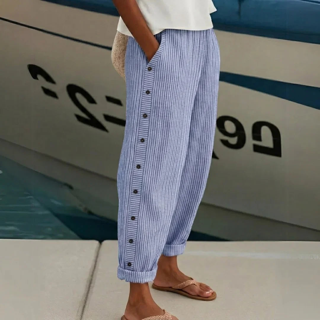 Moda Lusitana - Calças Casuais com Botões