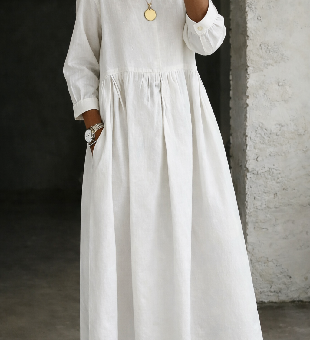 Moda Lusitana - Vestido de ganga com gola Peter Pan