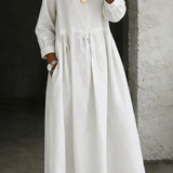 Moda Lusitana - Vestido de ganga com gola Peter Pan