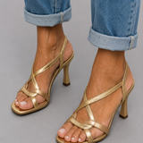 Moda Lusitana - Sandálias de Salto Golden Charm