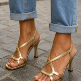 Moda Lusitana - Sandálias de Salto Golden Charm