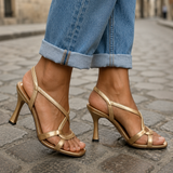 Moda Lusitana - Sandálias de Salto Golden Charm
